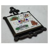 Cast Iron and Ceramic Wall Plaque Featuring Scenic