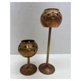 Copper Candle Holders with Cutout Design