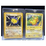 2 Pikachu Pokemon Trading Cards in Protective Case