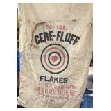 Vintage 50-lb Cere-Fluff Flakes Feed Sack by Illin