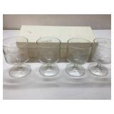 Four Promotional Glasses, 4 1/2 Inches Tall, With