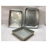 Three Aluminum Baking Pans in Various Sizes