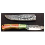 Handmade Knife With Textured Blade, Multicolored H