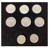 Old Coins and Tokens Featuring Various Designs