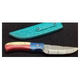 8-Inch Damascus Steel Knife with Multicolored Hand