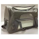 Small Gray Animal Carrier with Mesh Panels and Sho