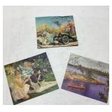Three Vintage Advertising Pictures, 4 x 4 Inches