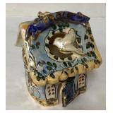 Hand-Painted Ceramic House-Shaped Tealight Holder