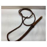 Vintage Leather Whip With Damaged Tip and Wear