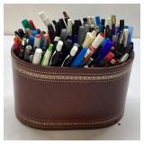 Huge Untested Lot of Assorted Writing Pens in Leat