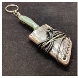 Miniature Keychain Knife with Green Handle and She