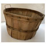 Vintage Wooden Basket with Wire Handles, 14 x 9 In