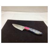 Damascus Steel Knife with Multicolored Resin Handl