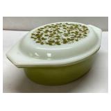 Vintage Pyrex Two-Tone Oval Casserole Dish with Li
