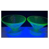 Vaseline Uranium Glass Dessert Dishes with Pedesta