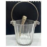 Glass Ice Bucket with Metal Handle and Tongs