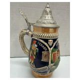 Vintage West German Beer Stein with Pewter Lid Dep