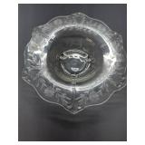 Clear Glass Serving Bowl with Etched Floral Design