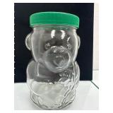 Glass Bear-Shaped Jar With Green Plastic Lid