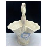 Fitz and Floyd 1981 Ceramic Basket Vase with Flora
