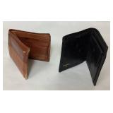 Two Leather Wallets: Chanel Black and Tan Fossil