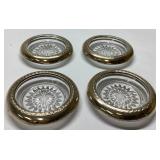 Four Silver-Plated and Glass Coasters, Approximate