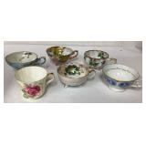 Six Fine Bone China Tea Cups with Gilded Details