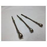 3 Vintage Alpaca Silver Drinking Straws, 8 1/2 Inc