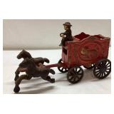 Vintage Cast Iron Wagon and Horses, 8 1/2 Inches L