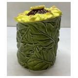 Ceramic Sunflower-Themed Lidded Jar