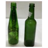 Vintage Green Bottles Approximately 9.5 Inches Tal