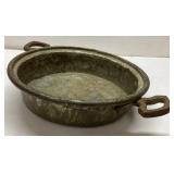 Vintage Brass Pan with Cracked Bottom and Rustic H