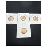 Four 1973-D Lincoln Memorial Pennies in Brilliant