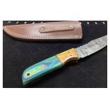 Damascus Steel Knife with Decorative Sheath, Appro