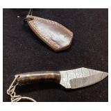 Handcrafted Mini Knife With Tooled Leather Sheath