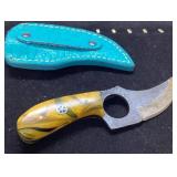 Handcrafted Knife with Yellow Resin Handle and Blu