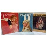 3 Vintage Playboy Magazines (1964 and 1966)
