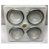 Leonard Crystal Coasters with Silver-Plated Rims,