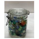 Large Jar of Unchecked Marbles with Lid Closure