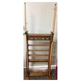 Wooden Pool Cue Rack With Pool Sticks and Score Ho