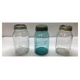 Three Ball Mason Jars With Lids, Including Blue Ja