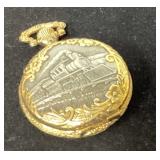 Gold-Tone Pocket Watch With Engraved Design, Appro