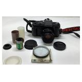 Pentax Film Camera with Accessories Including Lens