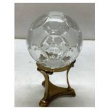 Crystal Soccer Ball Sculpture on Gold-Tone Base