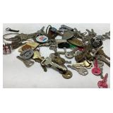 Large Vintage Key Lot with Assorted Keys and Keych