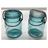 Ball Ideal Blue Glass Mason Jars with Wire Bail Li