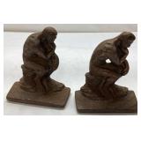 Vintage Cast Iron Bookends Depicting The Thinker,