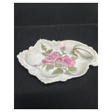 Porcelain Divided Dish With Pink Rose Design and H