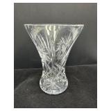 Cut Crystal Flared Vase with Etched Floral Design