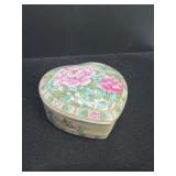 Heart-Shaped Porcelain Box with Floral Design